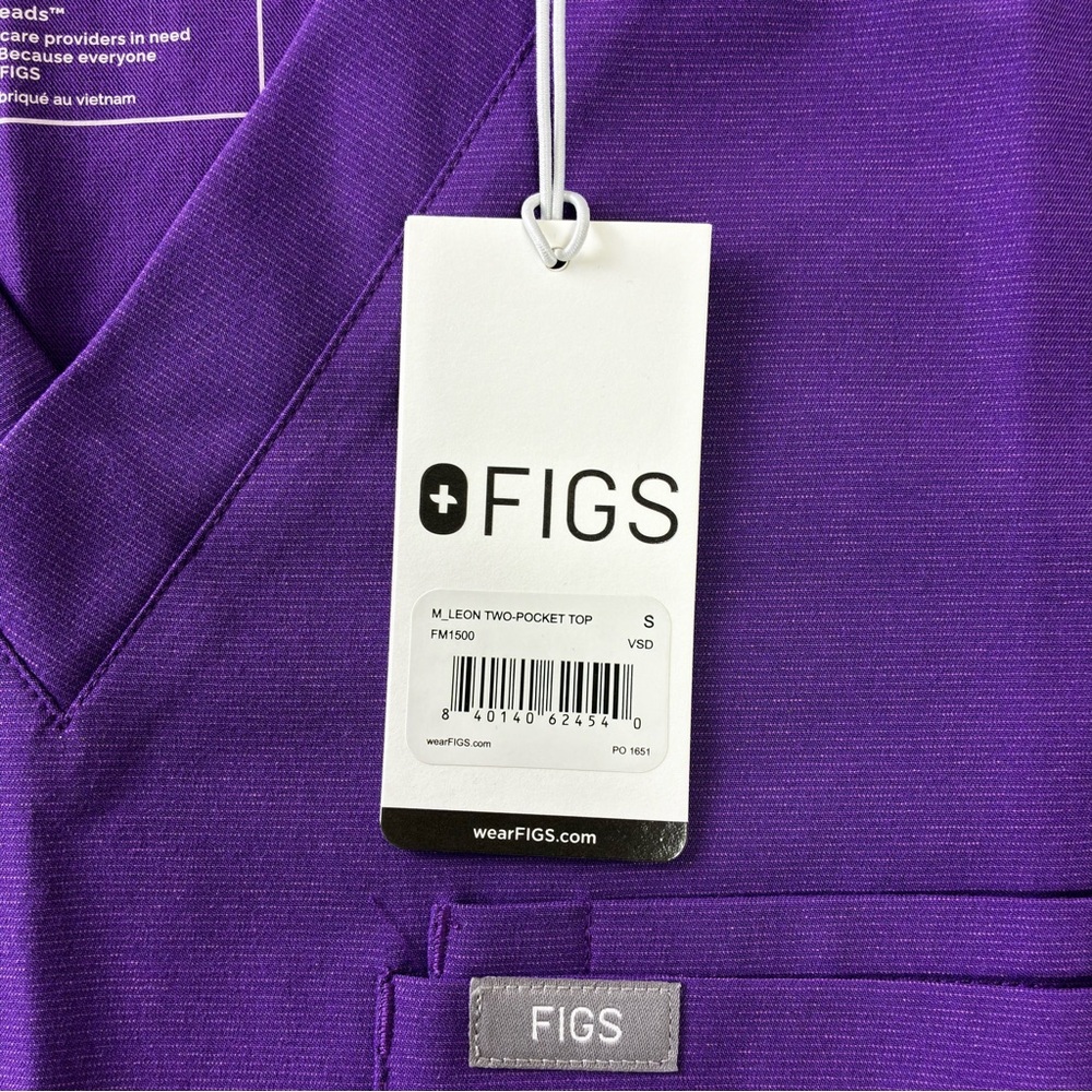 NWT Figs Leon Two Pocket Scrubs Top Mens Size Small Ultra Violet FM1500 - Picture 4 of 16